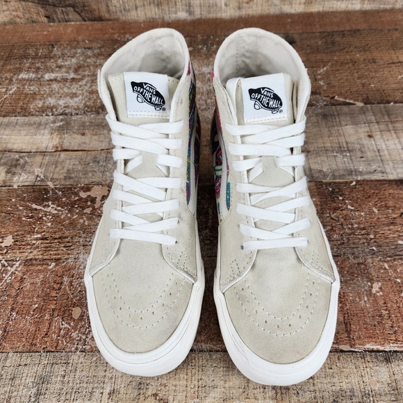 Vans Sk8hi Tepered Stackform Women Size 6.5 Beige Paisley Bloom Platform Sneaker - Picture 9 of 11